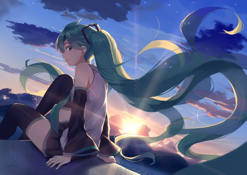 绝美女初音落日壁纸 高清1080P直接抱走