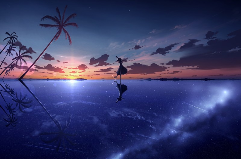 绝美动漫风黄昏海景壁纸合集