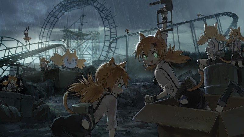 少女前线雨中猫耳少女高清壁纸