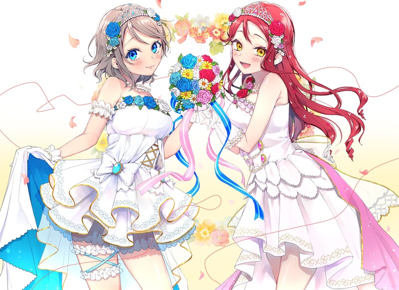 LoveLive!Sunshine!!渡边曜樱内梨子绝美婚纱壁纸合集