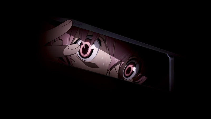 《未来日记》我妻由乃氛围感壁纸 深夜无人的红调建筑特写