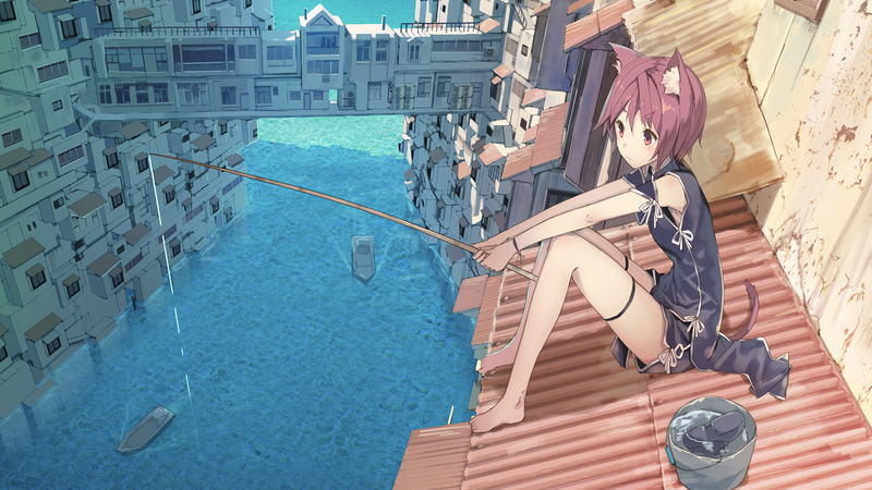 粉瞳兽耳少女钓鱼壁纸合集