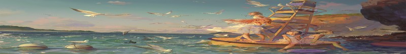 二次元风格海景度假高清壁纸