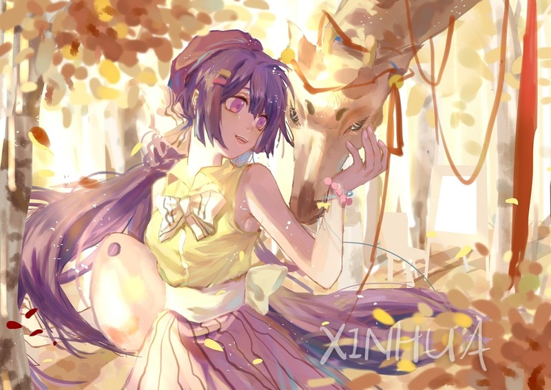 紫发紫眸长发动漫少女高清壁纸