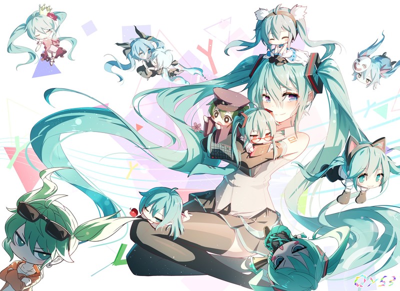初音未来Q版壁纸合集 超萌蓝发少女壁纸