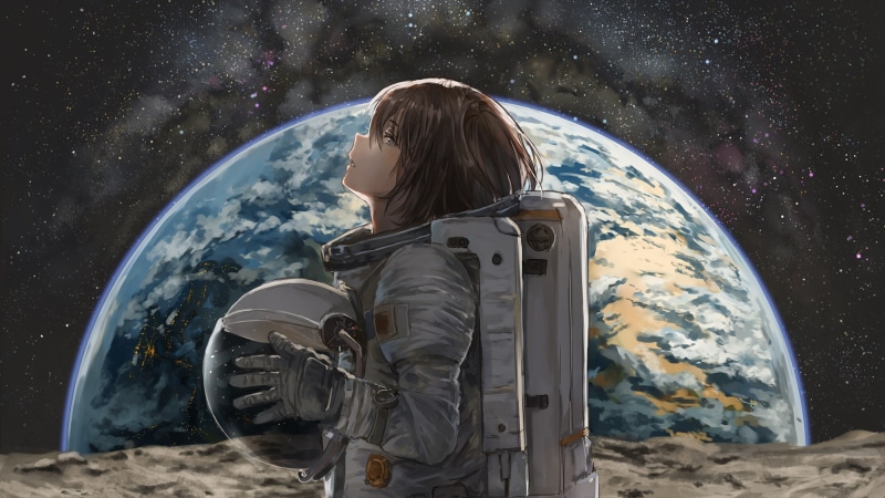 棕发动漫少女宇航员壁纸合集