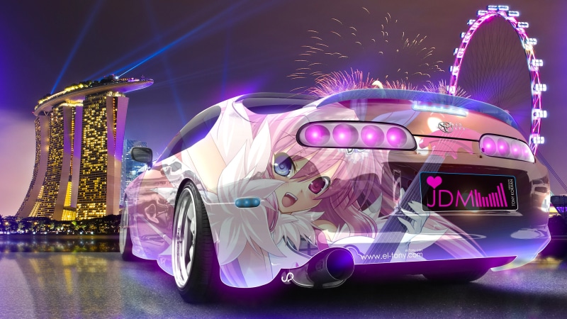 深夜游乐园里的炫彩JDM丰田Supra壁纸合集
