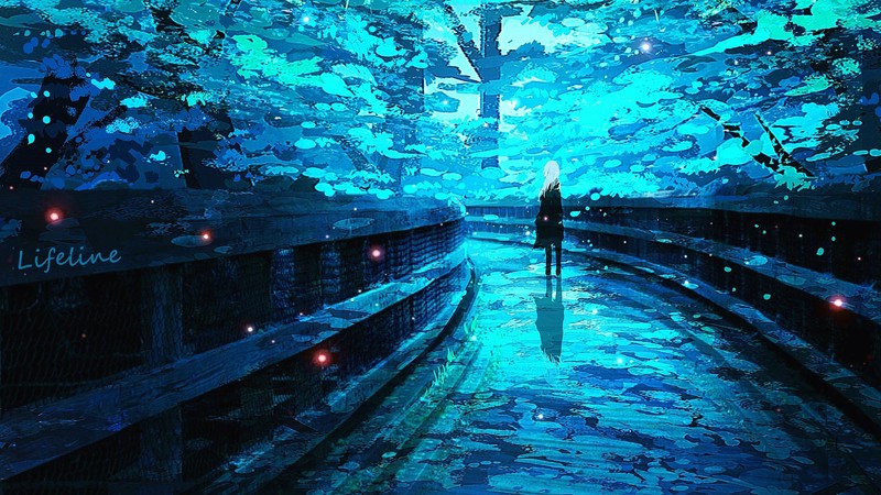 救命！这套二次元壁纸把蓝调氛围感拉满了