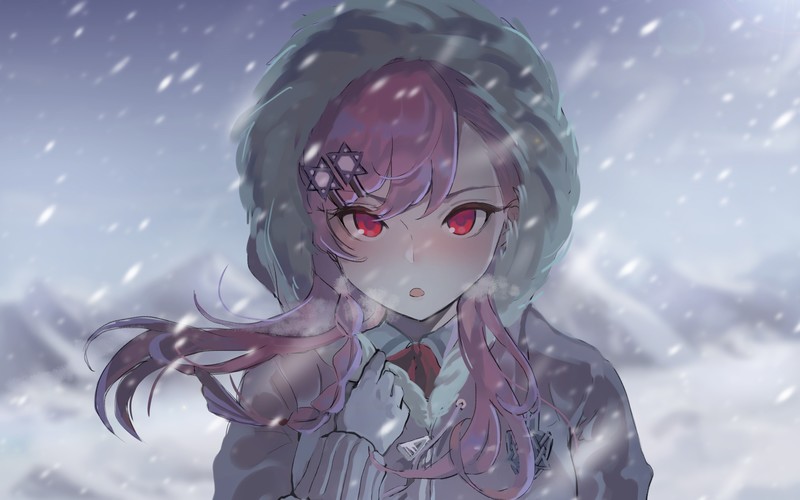 少女前线粉发少女雪景壁纸