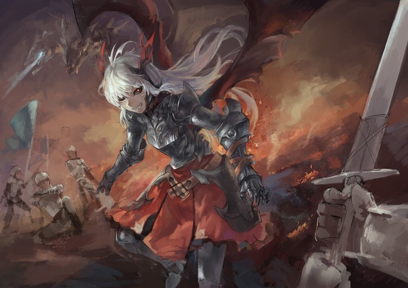 美到窒息的二次元红发少女壁纸 持剑幻想风拉满