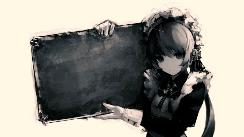 《一眼心动的黑白极简风女仆少女壁纸合集》