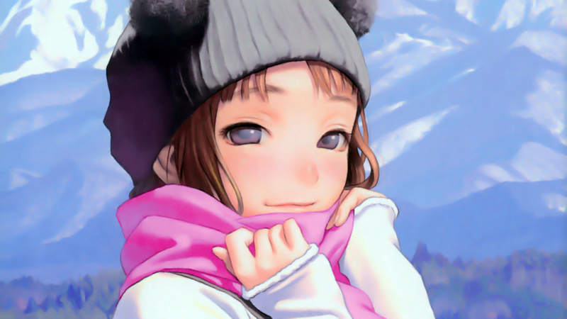 户外戴帽动漫少女高清壁纸