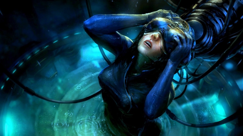 攻壳机动队水下少女壁纸 长发氛围感拉满