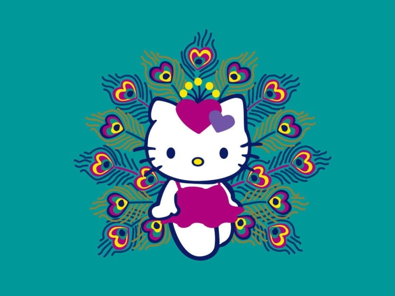 Hello Kitty孔雀主题高清壁纸分享