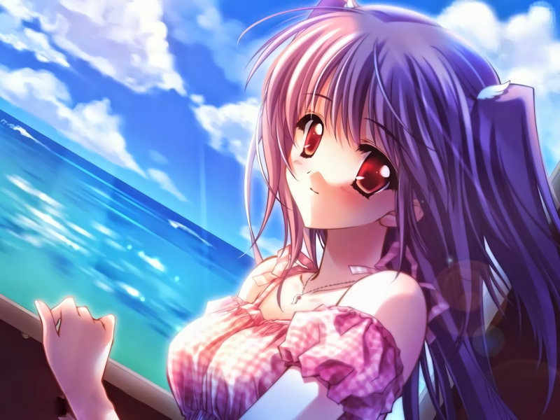 紫长发红眸少女动漫壁纸