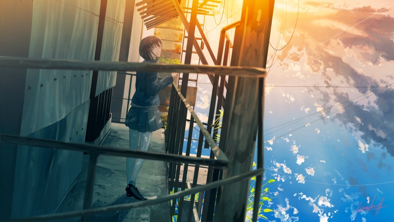 绝美日落二次元少女壁纸 5K高清质感拉满