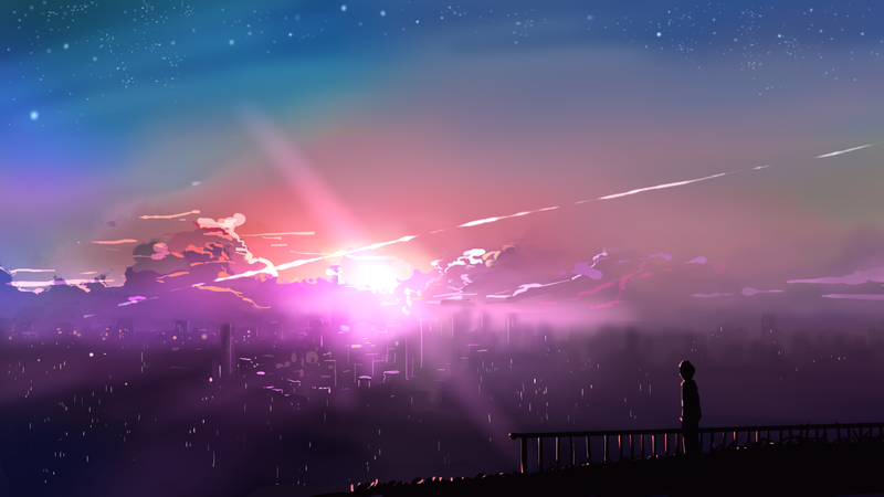 日出主题动漫风数字艺术壁纸