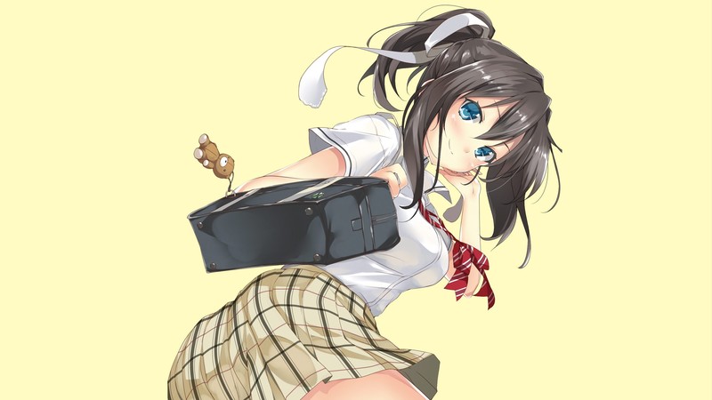 蓝眼睛动漫少女壁纸合集！蓝眼睛,动漫少女, brunette, 简单背景, 动漫壁纸