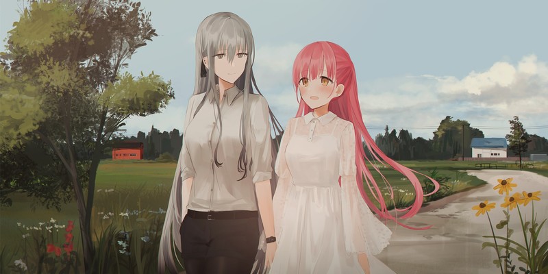 画师Chihuri45的粉白发色少女壁纸合集