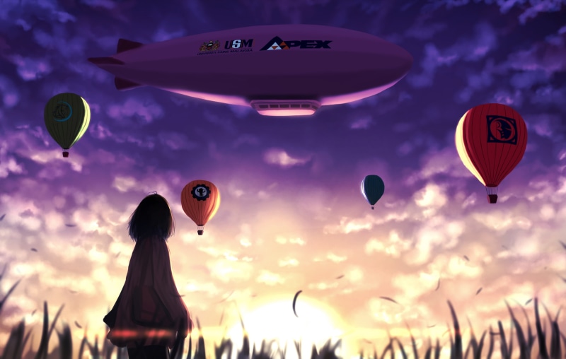 绝美动漫黄昏壁纸！少女与热气球共赴日落幻境