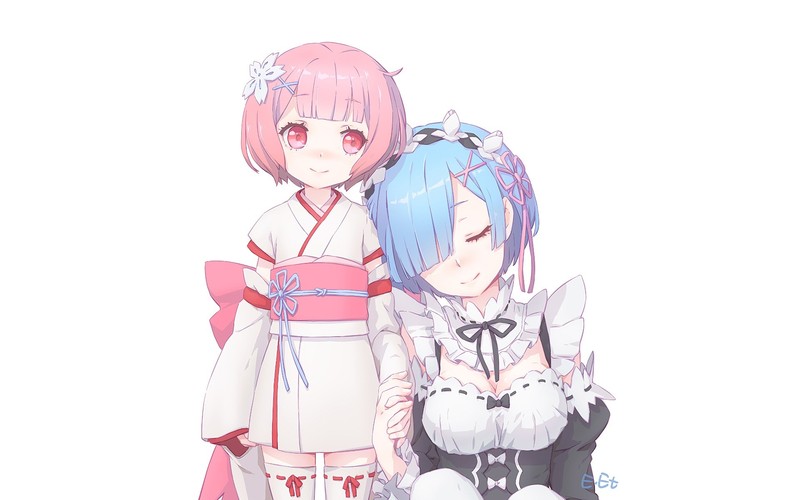 从异世界开始的Re：Zero同人壁纸！蕾姆拉姆双生女仆高清图合集