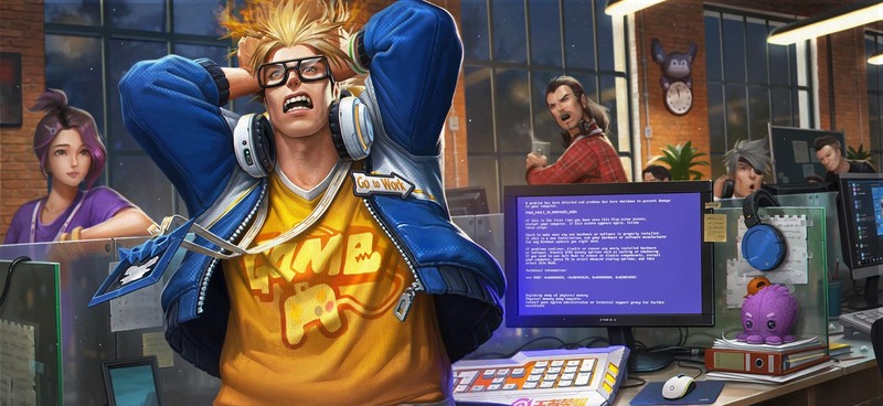 动漫男女主角与电竞装备高清壁纸