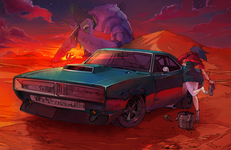 绝美EVA同人壁纸合集！长发少女、血色黄昏与机甲浪漫