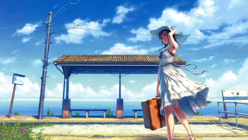 海风漫卷的动漫少女壁纸