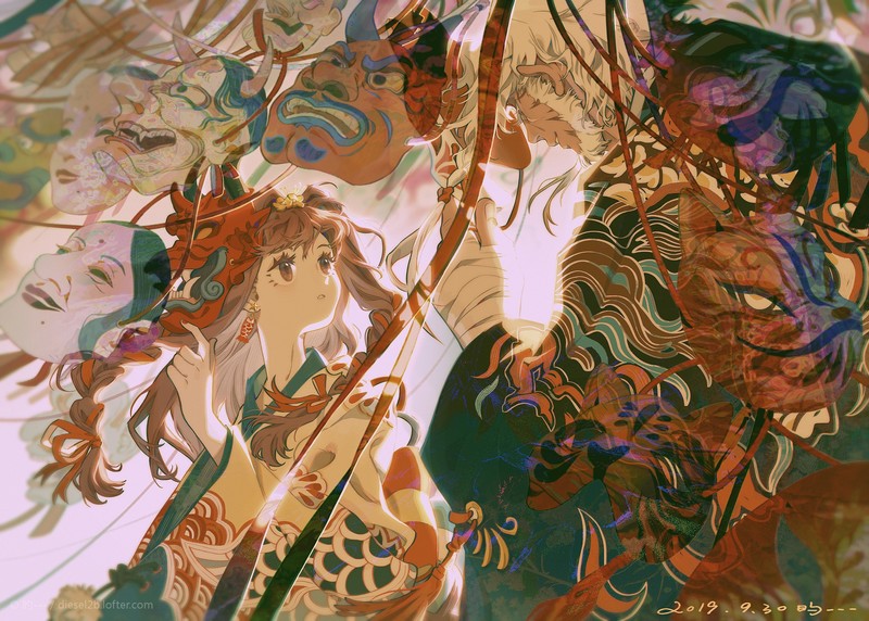 戴面具的幻想少女插画壁纸合集