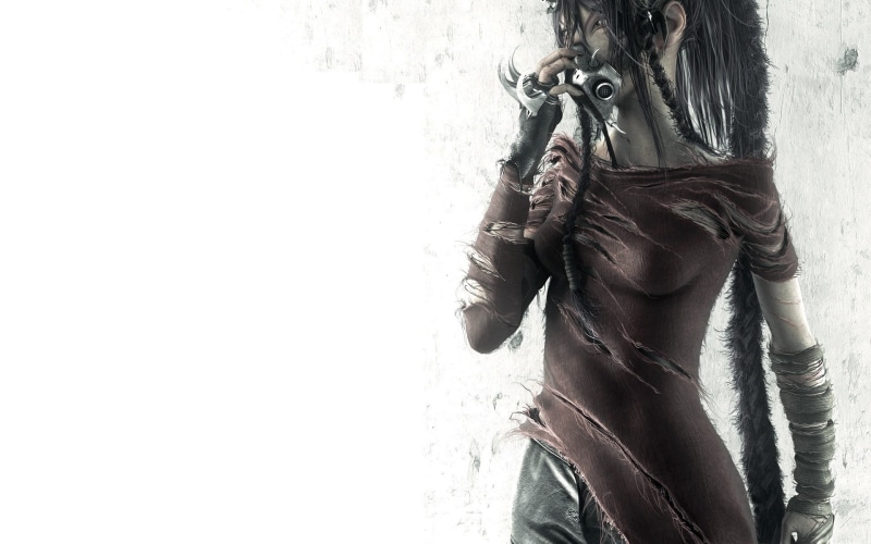 斩！赤红之瞳红发美少女户外写真壁纸