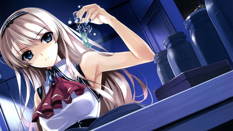 动漫校服少女科学主题高清壁纸