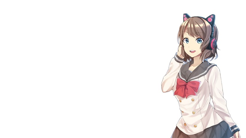 渡边曜绝美壁纸来啦！LoveLive! Sunshine!! 白背景戴耳机的少女