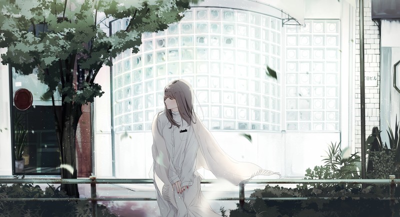 白衣少女 静候城市一隅 动漫壁纸合集