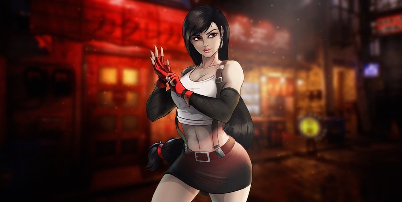 蒂法绝美壁纸合集！暗发黑裙红眼氛围感拉满