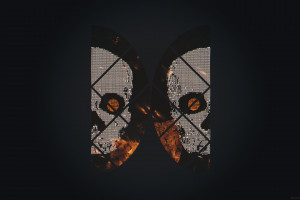 4K分辨率骷髅ASCII故障艺术壁纸