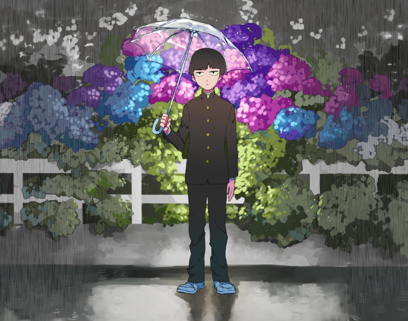 灵能百分百路人雨中撑伞壁纸合集