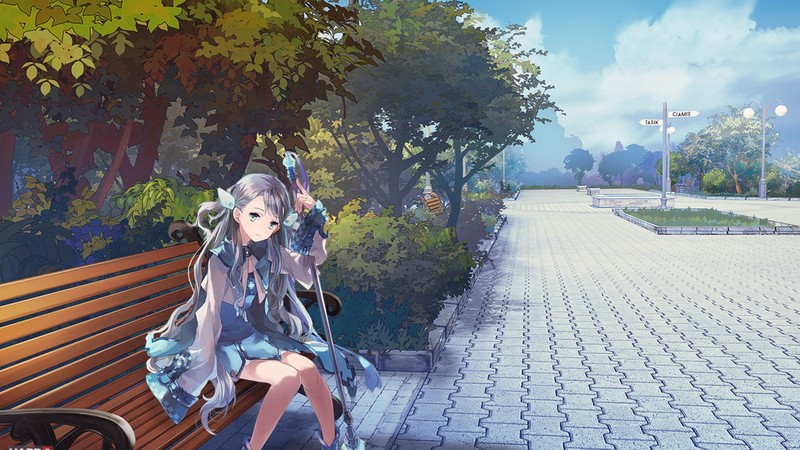 动漫少女公园长枪创意合成壁纸