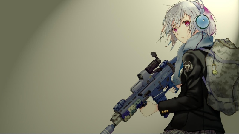 持枪耳机少女壁纸合集