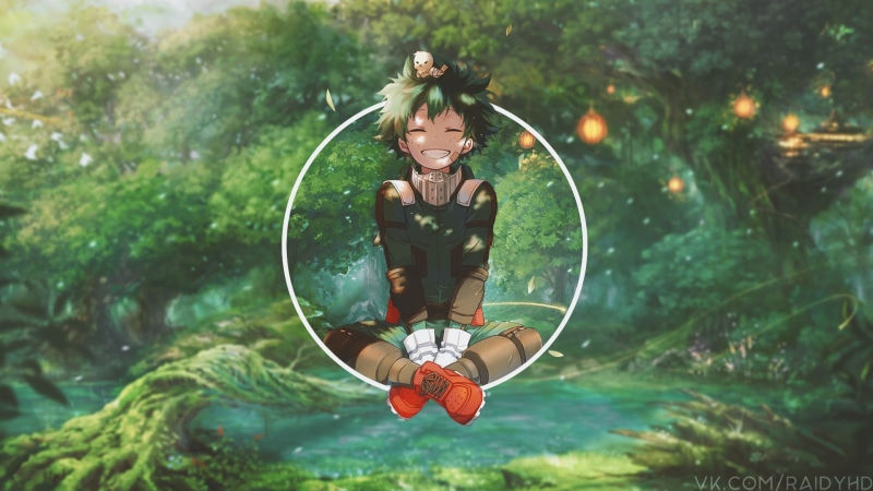 我的英雄学院画中画壁纸！绿谷出久笑颜高清图