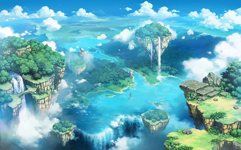 绝美动漫浮空岛风光壁纸