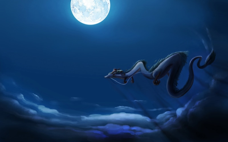 千与千寻同人壁纸合集 月夜白龙无脸男千寻高清美图