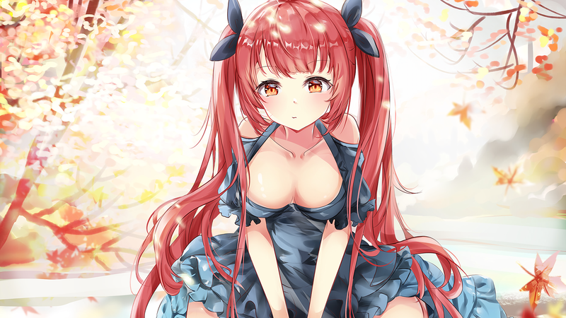 红发长发动漫少女高清壁纸