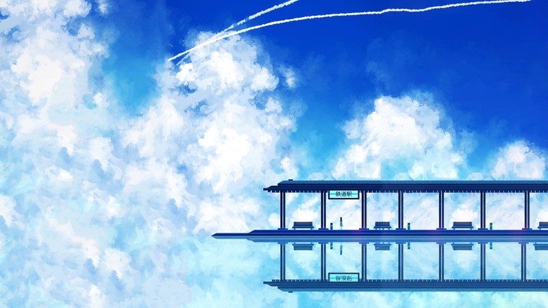 绝美的动漫风天空倒影壁纸