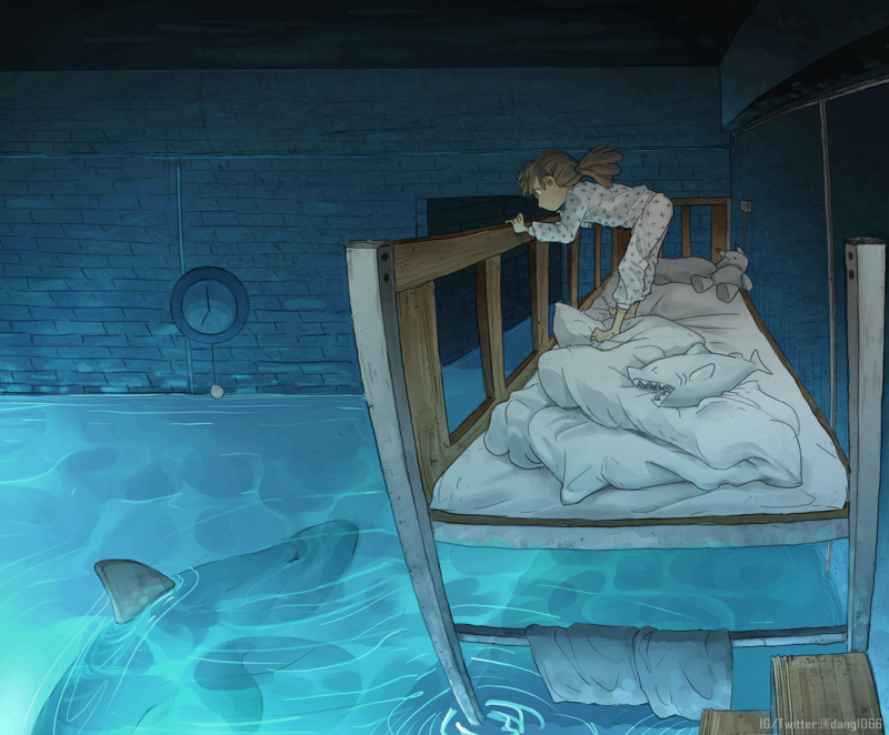 水下鲨鱼儿童动漫高清壁纸