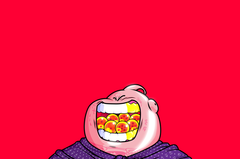 龙珠系列红色背景高清动漫壁纸