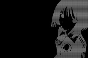 《欢迎加入NHK》中原崎美咲 ASCII艺术壁纸 黑白短发少女俯拍视角