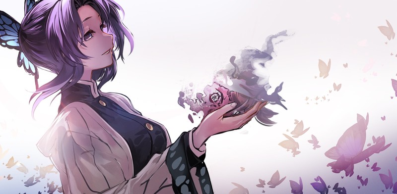 鬼灭同人！变鬼的蝴蝶忍太太绝美二创壁纸