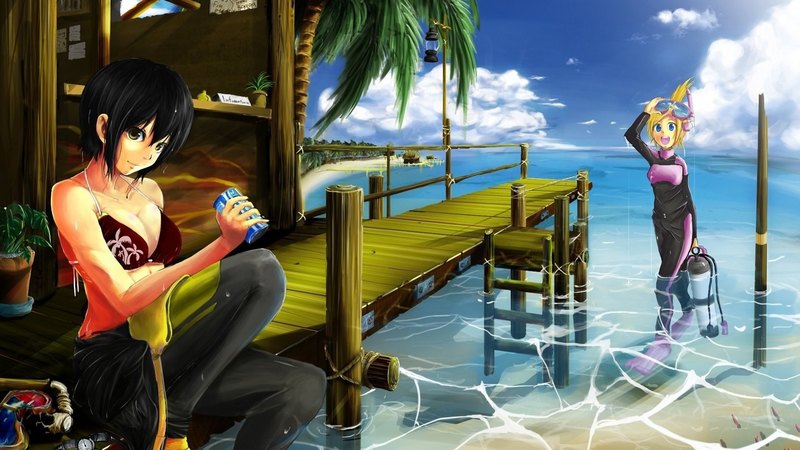 动漫少女潜水服壁纸