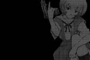 持枪少女绫波丽 黑白ASCII风格壁纸