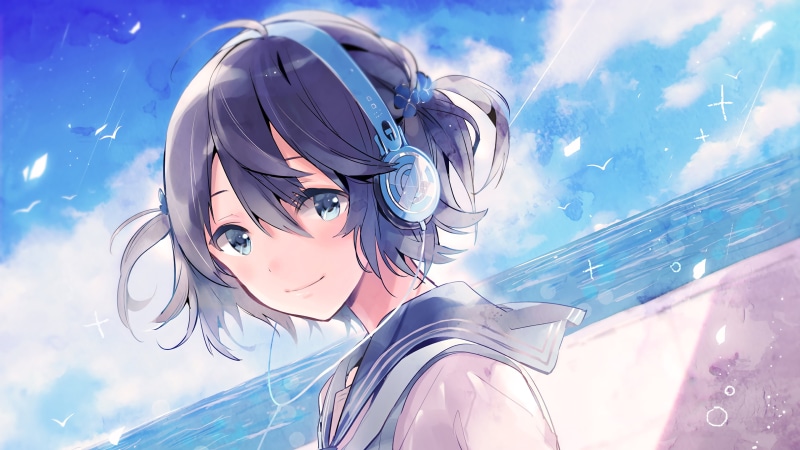 校服 笑容 数码创作 动漫少女 水 概念艺术 学生 动漫天空 虚构角色 动漫 蓝眼睛 女学生 短发 阳光射线 高清壁纸